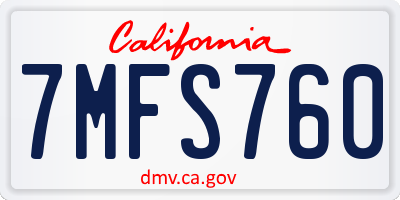 CA license plate 7MFS760