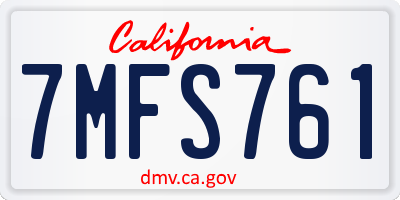 CA license plate 7MFS761