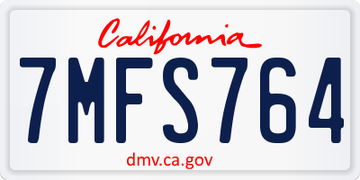 CA license plate 7MFS764