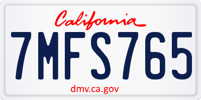 CA license plate 7MFS765