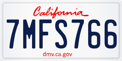 CA license plate 7MFS766