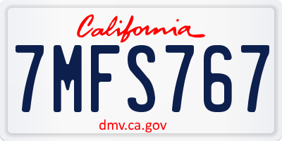 CA license plate 7MFS767