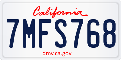 CA license plate 7MFS768