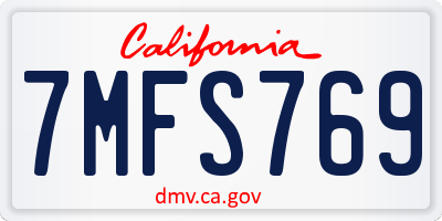 CA license plate 7MFS769