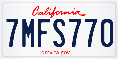 CA license plate 7MFS770