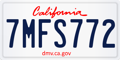 CA license plate 7MFS772