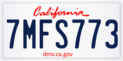 CA license plate 7MFS773