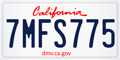 CA license plate 7MFS775