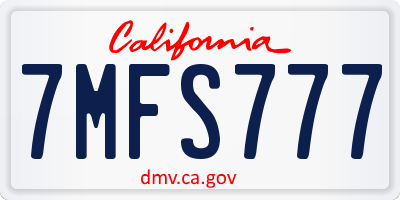 CA license plate 7MFS777