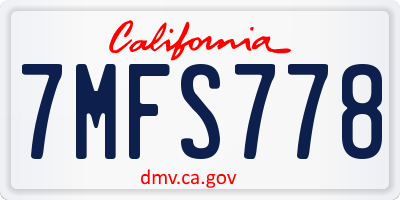 CA license plate 7MFS778