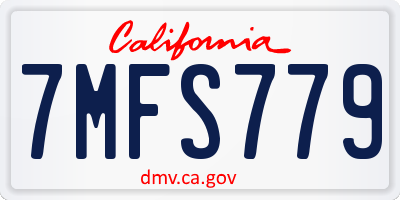 CA license plate 7MFS779
