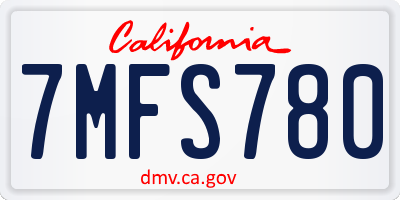 CA license plate 7MFS780