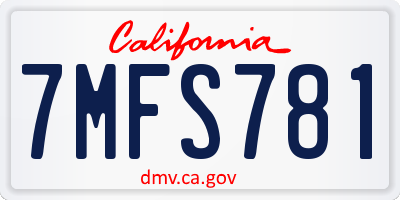 CA license plate 7MFS781
