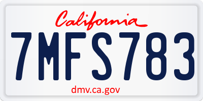 CA license plate 7MFS783