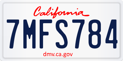 CA license plate 7MFS784