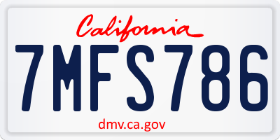 CA license plate 7MFS786