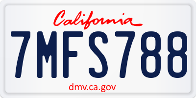 CA license plate 7MFS788