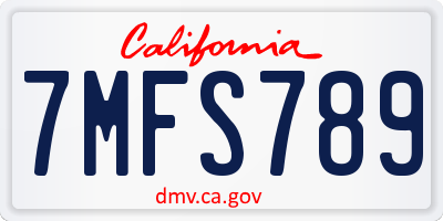 CA license plate 7MFS789