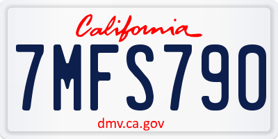 CA license plate 7MFS790