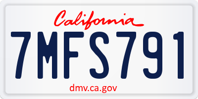 CA license plate 7MFS791