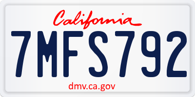 CA license plate 7MFS792