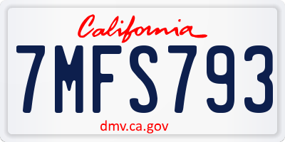 CA license plate 7MFS793