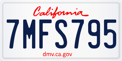 CA license plate 7MFS795