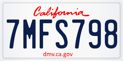 CA license plate 7MFS798