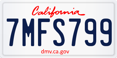 CA license plate 7MFS799