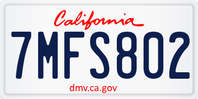 CA license plate 7MFS802