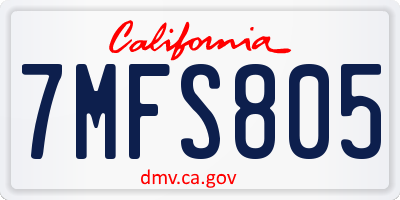 CA license plate 7MFS805
