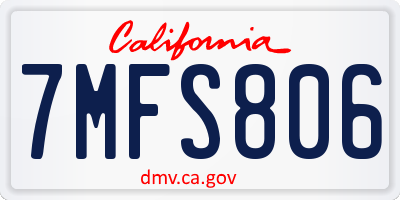 CA license plate 7MFS806