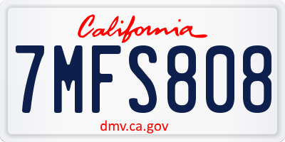 CA license plate 7MFS808