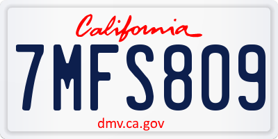 CA license plate 7MFS809