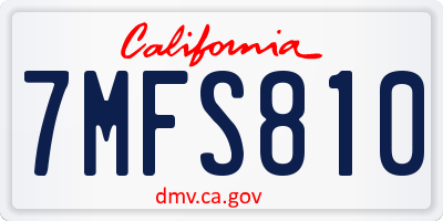 CA license plate 7MFS810