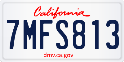 CA license plate 7MFS813