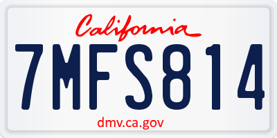 CA license plate 7MFS814
