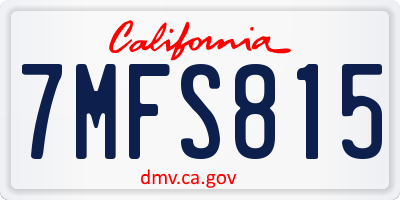 CA license plate 7MFS815