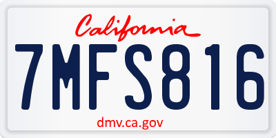 CA license plate 7MFS816