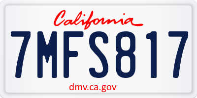 CA license plate 7MFS817