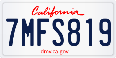 CA license plate 7MFS819