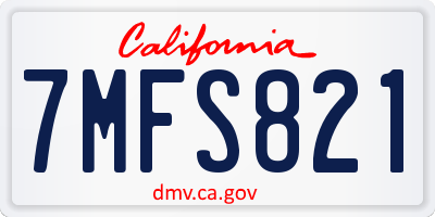 CA license plate 7MFS821