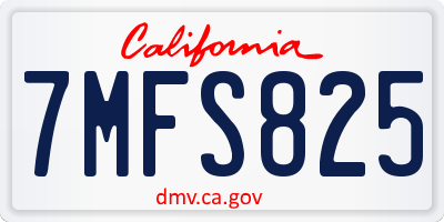 CA license plate 7MFS825
