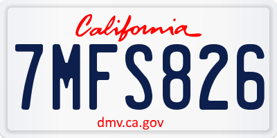 CA license plate 7MFS826