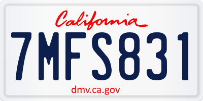 CA license plate 7MFS831