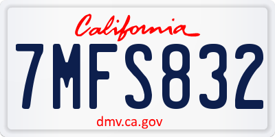 CA license plate 7MFS832