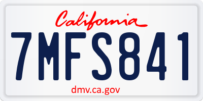 CA license plate 7MFS841