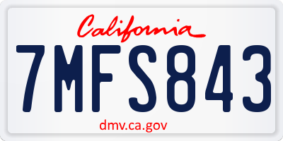 CA license plate 7MFS843