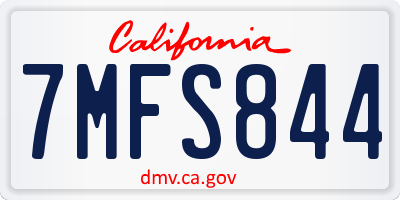CA license plate 7MFS844
