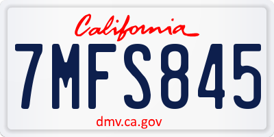 CA license plate 7MFS845